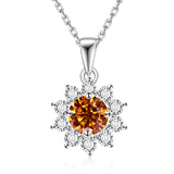 Moissanite Necklace Sunflower Pendant Multicolor Round Cut 1ct Women Wedding Party Engagement Special Gifts Charms Fine Jewelry