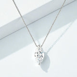Necklace with 1/2/3CT D Color Marquise Cut Moissanite S925 Plated White Yellow Rose Gold Chain Engagement Daily Gift