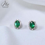 Lab Grown Gemstone Earring 1.7-2CT Oval Ruby Sapphire Colombia With Moissanite S925 Hypoallergenic Earring for Women Girls Gift