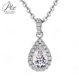 Pear Shape Halo Moissanite Pendant Necklace Women Only Gifts For Festivals And Anniversaries