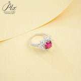 Customize Ring Cushion Cut Lab Grown Ruby Sapphire Columbia 925 Silver No Fade Hypoallergenic Anniversary Gifts Party Banquet