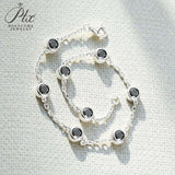 Moissanite Bracelet with 2.4CT D White/Black/Vivid Blue/Green Round Moissanite 925 Silver Plated Gold Women Man Party Gift Daily