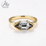 Engagement Ring Salt and Pepper Moissanite Diamond Pear Cut 925 Sterling Silver Plated with 18k Gold Wedding Jewelry Vintage