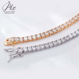 Four-Claw Tennis Bracelet With 5mm Round Moissanite Diamonds 925 Silver Plated With White Gold Daily Jewelry For Women Christmas & Anniversary Gift Allergy