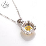 2CT Cushion Shape Champagne Moissanite Double Halo Pendant Necklace