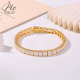 Square Tennis Bracelet Adorned with Exquisite Moissanite 925 Silver Material Unisex Design Fashionable Holiday Gift