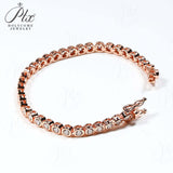 Tennis Bracelets Moissanite Round Bubble Diamond 4mm for Woman Men 925 Silver Plated Hip Hop Chain Bracelet Suitable as a Gift