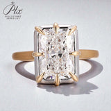 Radiant Cut Ring with 5CT D Color Moissanite Diamond 10k 14k 18K Gold Plated 925 Silver for Women Man Engagement Wedding Jewely