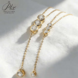Classic Bubble Necklace D Color Round Moissanite Diamond S925 Silver Plated Dainty Chain for Enegament Party Daily Perfect Gift