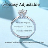 Classic Six Claw Settings Round Moissanite Adjustable Solitaire Ring Women Only Gifts For Festivals And Anniversaries