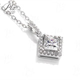 Princess Cut 1/2CT 925 Sterling Silver Halo Moissanite Pendant Necklace Women Only Gifts For Festivals And Anniversaries