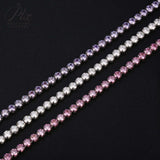 3/4mm Round Moissanite Tennis Bracelet D-Color/Light Pink/Light Purple S925 Silver Exquisite Jewelry Anniversary Gift