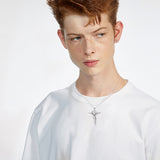 Moissanite Necklace 1CT 6.5mm Heart-Cross Pendant 925 Sterling Silver Women Wedding/Anniversary Special Gift Fine Jewelry Charms