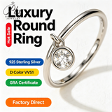 Moissanite Ring Round Cut GRA VVS1 Clarity 925 Sterling Silver Daily Match Office Wear Women Fashion Ring
