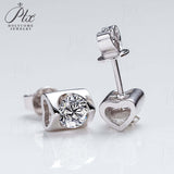 Round Moissanite Inset Heart Stud Earrings Women Only Gifts For Festivals And Anniversaries