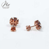 Flower-Shaped Earring Jewelry with Moissanite/Sapphire/Ruby 925 Sterling Silver Plated Screwback Earrings for Women