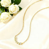 Seven-Round Bezel-Set Necklace with D Color Round Moissanite S925 Plated White Yellow Rose Gold Chain Engagement Chrisrmas Daily
