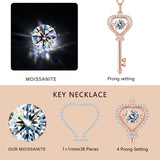 Moissanite Necklace Key D color 6.5mm 1ct  925 Sterling Silver Top Quality Pendant For Women Wedding/Anniversary Special Gift