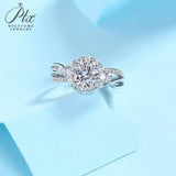 Floral Round Moissanite Twisted Double Band Adjustable Ring Women Only Gifts For Festivals And Anniversaries