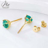 925 Sterling Silver  Lab Grown Gemstone Round Four-Claw Earrings ruby sapphire Emerald Anniversary Collection