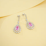 Water Drop Shaped Earrings Lab Grown Gemstone with Ruby Sapphire Padparadscha 925 Silver Earring for Women Girls Hypoallergenic