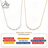 Moissanite Necklace Round Marquise Excellent Cut 925 Sterling Silver D Color GRA Certified Hypoallergenic Office Wear Jewelry