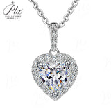 Heart Cut 1/2CT 925 Sterling Silver Halo Moissanite Pendant Necklace Women Only Gifts For Festivals And Anniversaries