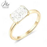 2ct Radiant Moissanite Ring High-Flash Center Stone Classic Minimalist Style Wedding Engagement Band Gift for Her