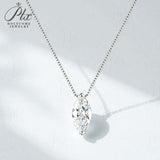Necklace with 1/2/3CT D Color Marquise Cut Moissanite S925 Plated White Yellow Rose Gold Chain Engagement Daily Gift