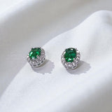 Lab Grown Gemstone Earring 1.7-2CT Oval Ruby Sapphire Colombia With Moissanite S925 Hypoallergenic Earring for Women Girls Gift