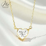 Love Heart Necklace with1/2/3CT D Color Moissanite S925 Plated White Yellow Rose Gold Chain for Woman Engagement Chrisrmas Charm