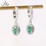 Total 4ct Green Oval Moissanite Drop Earrings with Certificate Passed Diamond Test Women 's Jewelry Christmas Gift S925 Silver
