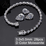 Women's Tennis Chain S925 Silver Moissanite Bracelet For Men D Color Pear Cut Full Moissanite Couple Bracelet