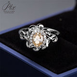 Oval Cut Hollow Circle Champagne Moissanite Ring Women Only Gifts For Festivals And Anniversaries