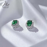 Lab Grown Gemstone Earring 1.7-2CT Oval Ruby Sapphire Colombia With Moissanite S925 Hypoallergenic Earring for Women Girls Gift