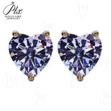 Heart Shaped Stud Earrings Lab Grown Gemstones Ruby Sapphire Emerald S925 Sterling Silver GRA Certificate Charms Birthday Gift