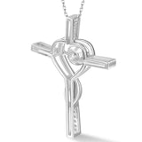 Moissanite Necklace 1CT 6.5mm Heart-Cross Pendant 925 Sterling Silver Women Wedding/Anniversary Special Gift Fine Jewelry Charms