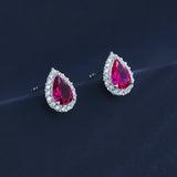 Lab Grown Gemstone Earrings Round/Heart/Heart/Pear Cuts Ruby/Sapphire 925 Silver Hypoallergenic Factory Direct Sales