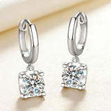 Hoop Bullhead Moissanite Earrings with 1-2CT D Color Round Moissanite S925 Silver Plated for Fishion Party Gift Hypoallergenic