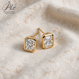 Lab Grown Diamond Stud Earrings Exquisite New Arrival Design 10K/14K/18K Solid Yellow Gold Radiant Cut 2/4ct DEF VVS Minimalist for Women Hypoallergenic Versatile