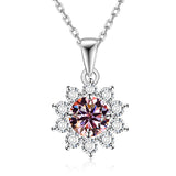 Moissanite Necklace Sunflower Pendant Multicolor Round Cut 1ct Women Wedding Party Engagement Special Gifts Charms Fine Jewelry