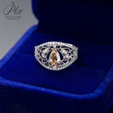 Vintage Pear Cut Champagne Moissanite Ring Women Only Gifts For Festivals And Anniversaries