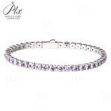 3/4mm Round Moissanite Tennis Bracelet D-Color/Light Pink/Light Purple S925 Silver Exquisite Jewelry Anniversary Gift