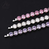 3/4mm Round Moissanite Tennis Bracelet D-Color/Light Pink/Light Purple S925 Silver Exquisite Jewelry Anniversary Gift