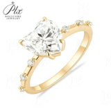 Heart Moissanite Ring with 3CT D Color Moissanite S925 10k 14k 18k Plated White Yellow Rose Gold Wedding Engagement Charm Jewely