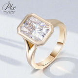 Radiant Cut Ring with 3CT D Color Moissanite Diamond 10k 14k 18K Gold Plated 925 Silver for Women Engagement Wedding Jewely