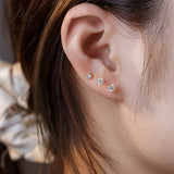 Cultivated Diamond Stud Earrings Round D Color VVS1 925 Sterling Silver Hypoallergenic Non Tarnish Minimal Commute Earring