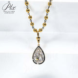Lab Grown Diamond Pear Cut 6.75ct 4mm Gold Beaded Necklace 18K D Color 3EX VVS1 Clarity Diamond Wedding  Anniversary
