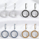 Hoop Earrings 2.6CT D White/Black/Champagne/Vivid blue Round Moissanite S925 Silver Plated for Fishion Party Gift Hypoallergenic