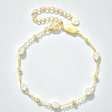 Elegant Moissanite Teardrop Bracelet Pear Shape Gem Beaded Chain Chic Women’s Everyday Jewelry Delicate Shine Fashion Gift